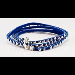 Swarovski crystal 5 wrap bracelet in cobalt blue